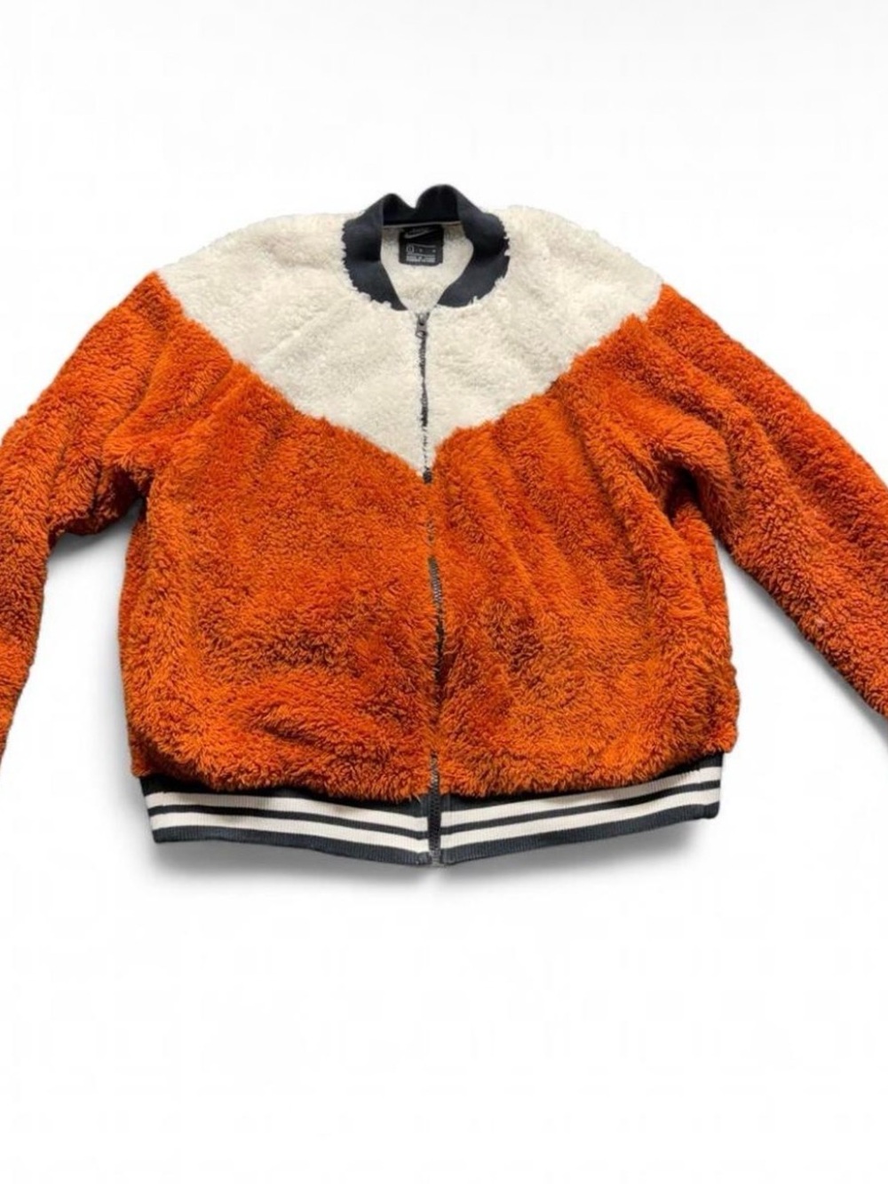 Nike Orange and White Sherpa Bomber Jacket